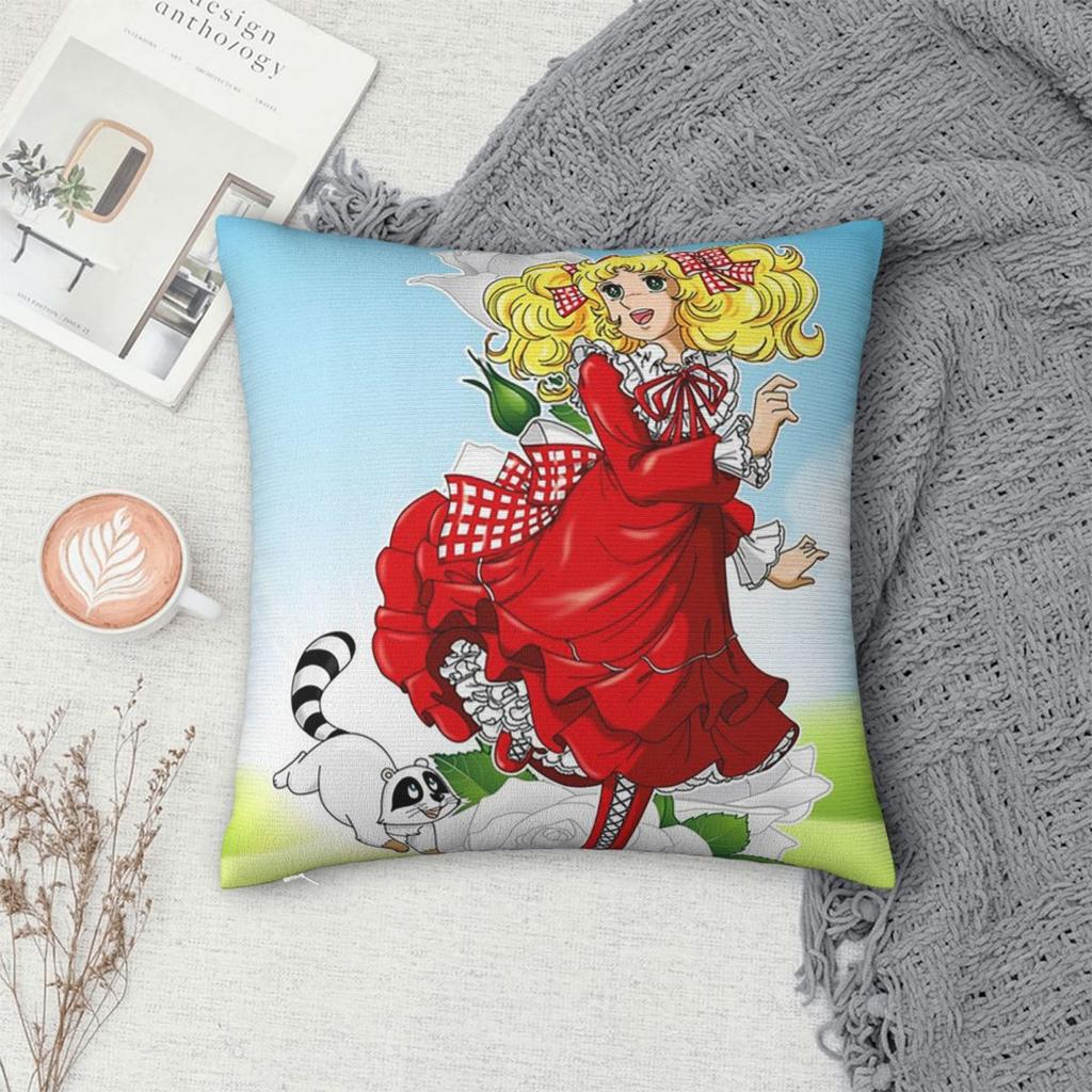 Manga Candy Cartoon Anime Square Pillowcase Pillow Cover Cushion Decor Comfort Throw Pillow for Home Car