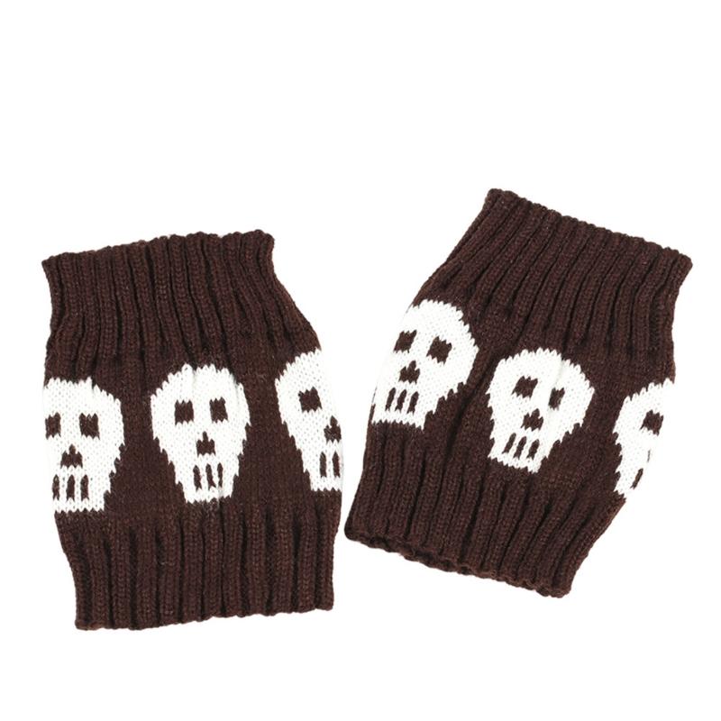 Lolitas Leg Warmers Punk Skull Knitted Leg Sleeves Goth Baggy Cuffs Ankle Heap Socks JK Uniform Foot Cover Streetwear