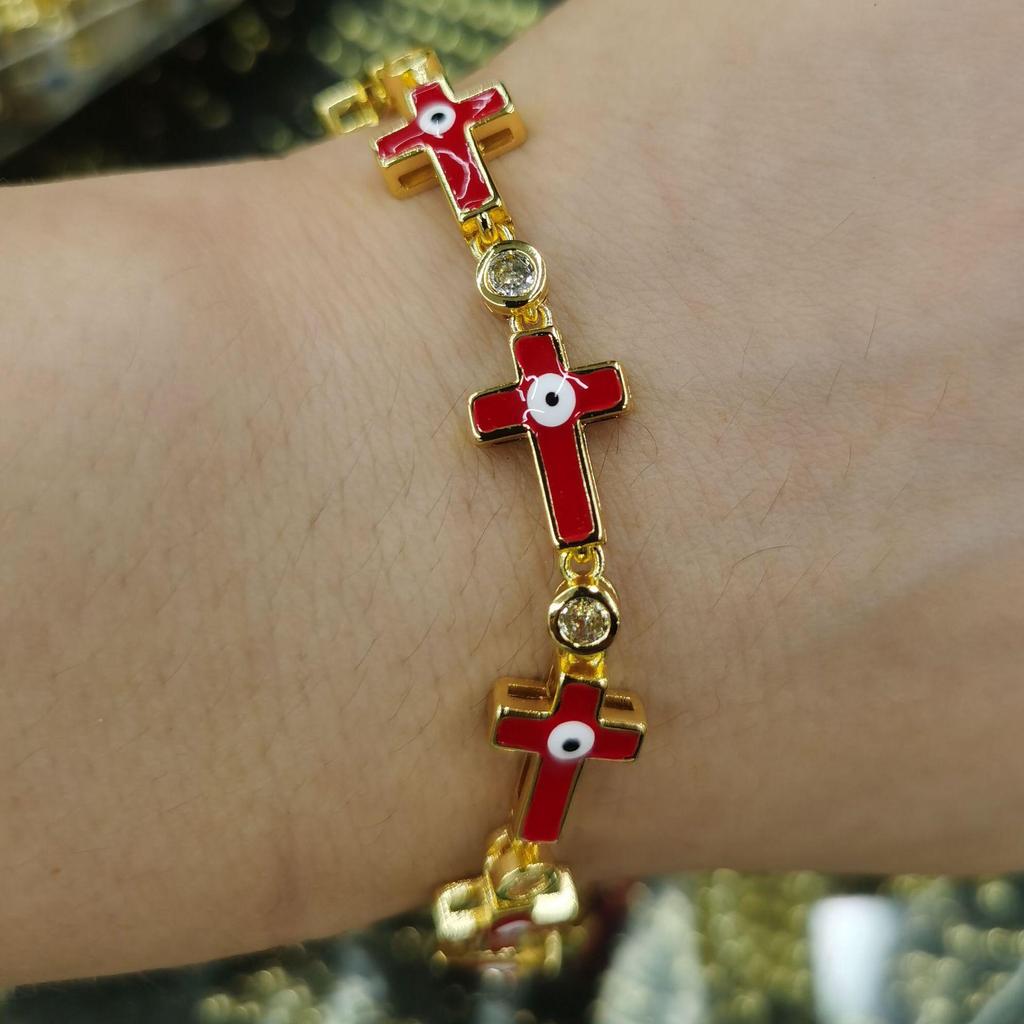 Cross Adjustable Bracelet Devil's Eye Zircon Bracelet Hip Hop Multi Color Women's Bracelet