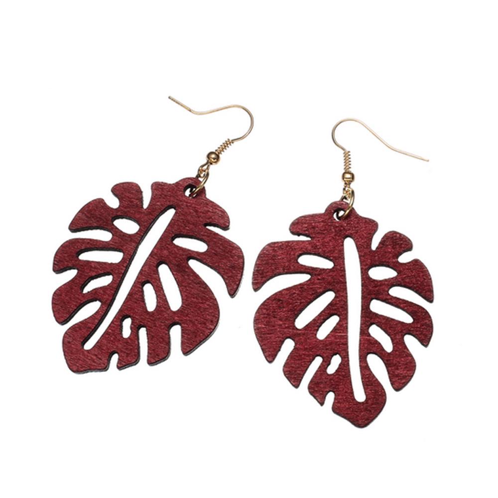 European and American Wood Hollow Geometric Earrings