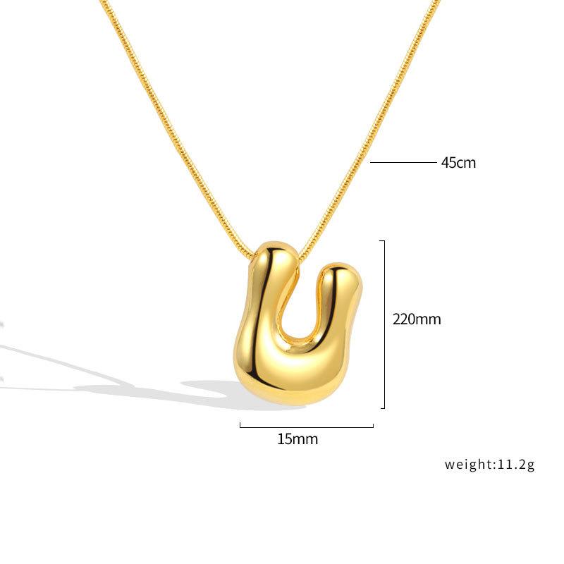 VENTFILLE 925 Sterling Silver 26 Letters Necklace For Women Gift Smooth Cute Balloon Jewelry Accessories Dropshipping Wholesale
