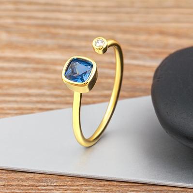 

Nidin Classic 7 Colors Gold Plated Adjustable Opening Rings Women Trendy Colorful Zircon Finger Jewelry Wedding Engagement Gift светло-синий