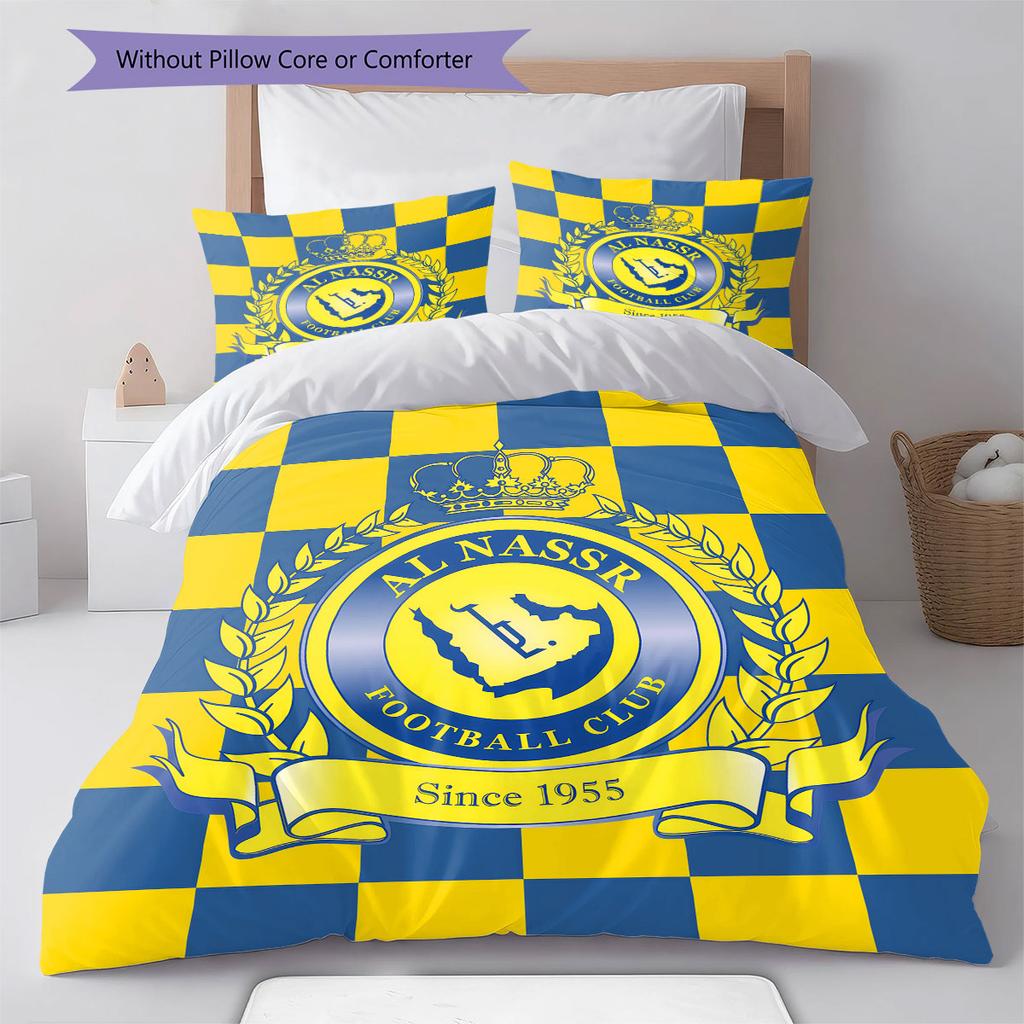 Biancheria da letto con motivo Al-Nassr, Set copripiumino Copripiumino Federa Regalo di Compleanno per la Casa(1 * copripiumino + 2 * federa, senza nucleo)