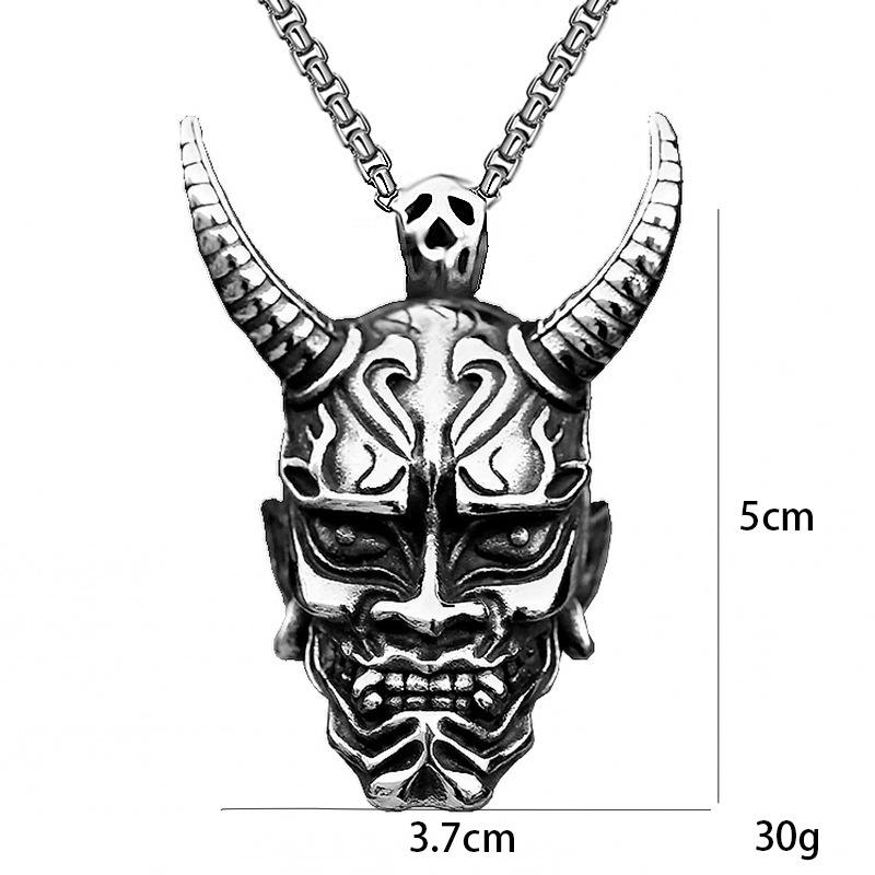 New Titanium Steel Prajna Mask Pendant Necklace Punk Trendy Men's Pendant ,A Gift for My Boyfriend