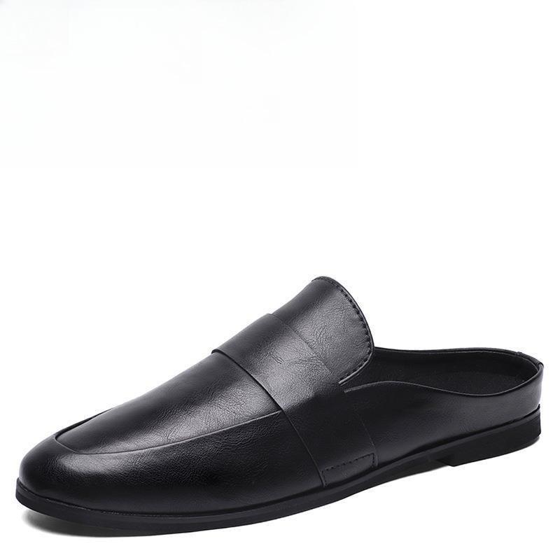 

Мужские шлепанцы с закрытым носком, премиальные уличные тапочки большого размера, модный дизайн с открытой пяткой для прогулок по пляжу, повседневная удобная обувь 39 чёрный