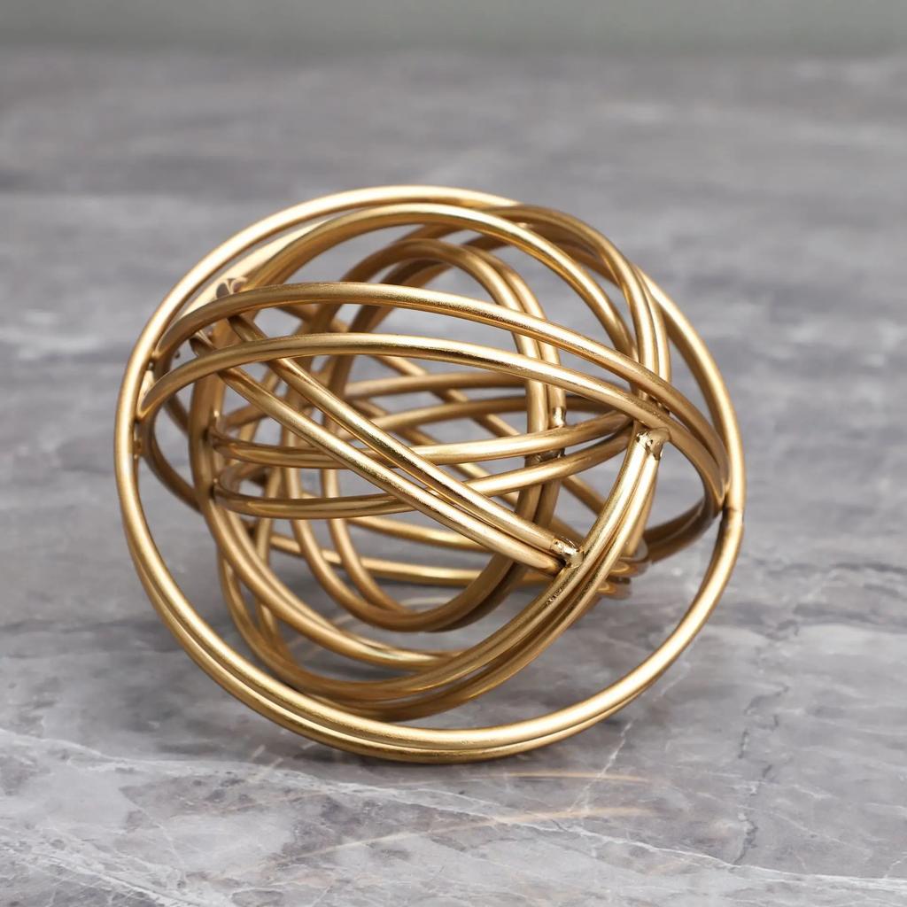 Kreatives Metallhandwerk Goldfaden Geometrische Hohlkugeln Goldene Wickelkugel Metall Dekorative Figuren Raumdekoration Ac
