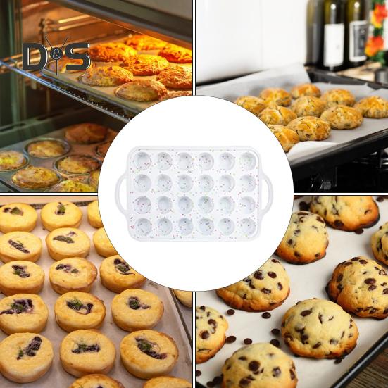 Silicone Cake Mold Non-Stick 24 Cupcake Pan BPA Free Muffin Tray Oven Safe Cupcake Baking Pan Easy Release Kitchen Gadget