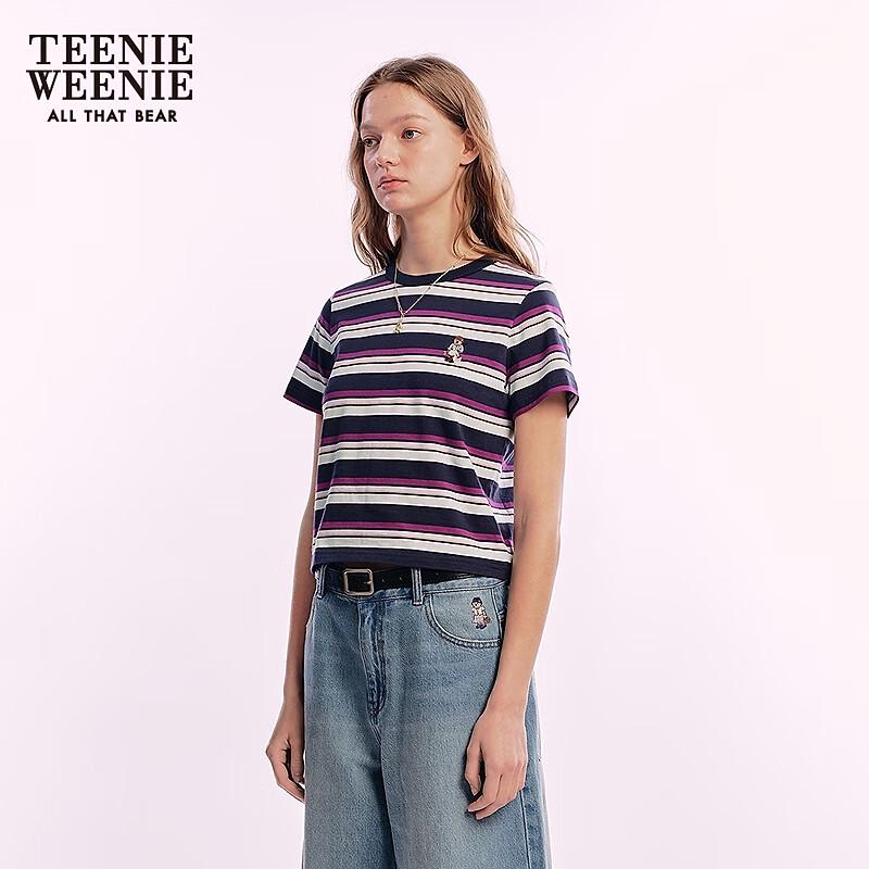 Teenie Weenie Women's Striped Bear Short Sleeve T-Shirt