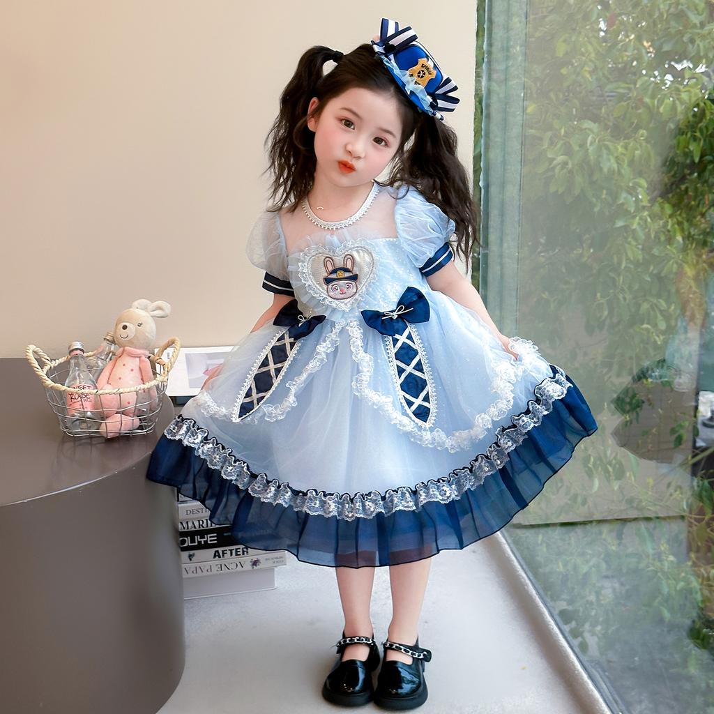 Girl cartoon rabbit police officer Lolita dress summer dress mesh princess dress fluffy dress birthday dress