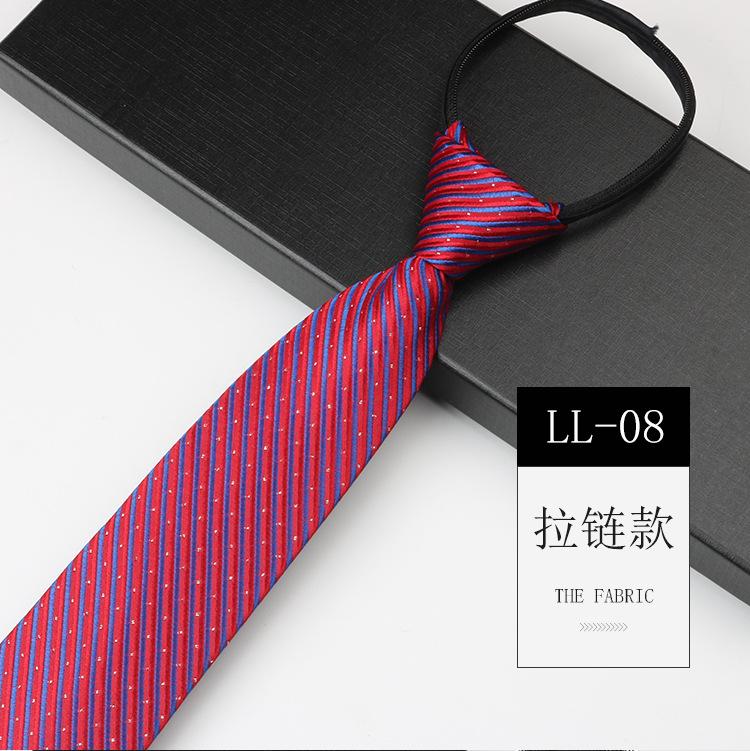 Tie Men'S, Business Zipper Work Security Shirt Striped Red Blue 8Cm Knot Free Easy To Pull