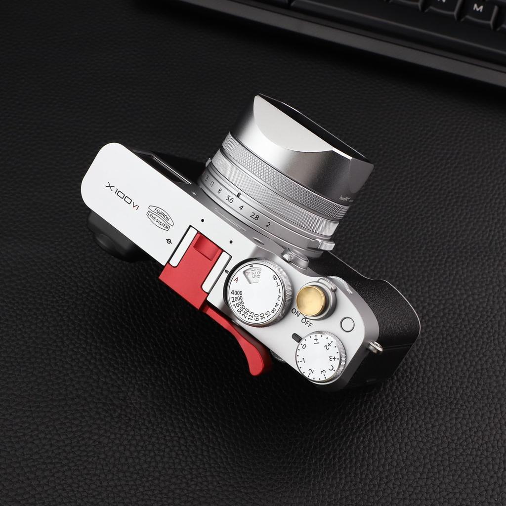 Haoge LH-X54W Square Metal Lens Hood with 49mm Adapter Ring for Fuji X100VI, Silver