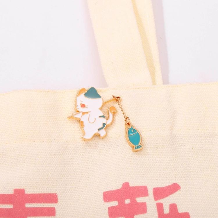Fishing Cat Badges Alloy Material Enamel Brooch Pins for Bookbags Clothes Decors