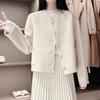 Petite Women's Luxury Double-Sided Wool Coat with Round Neck