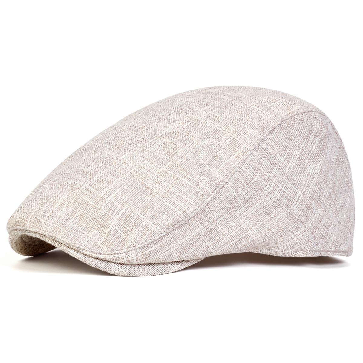 

Летний однотонный льняной дышащий берет Унисекс Уличная повседневная шляпа Легкие шляпы газетчика Дорожные кепки бежевый