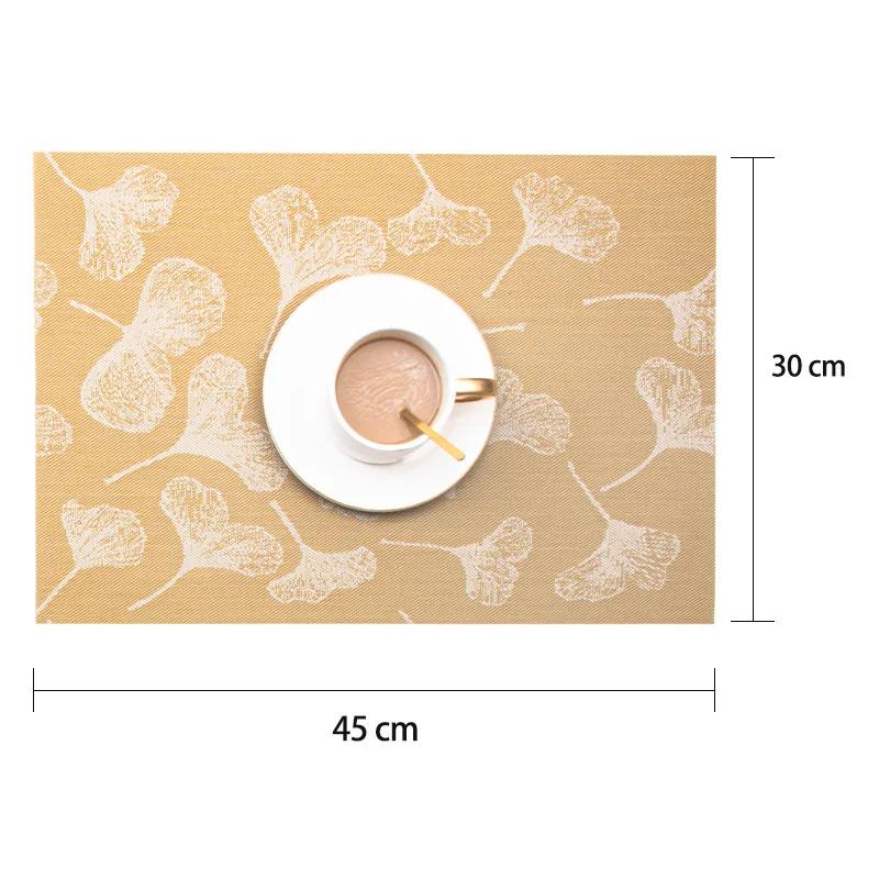 Modern Chinese Ginkgo Leaf PVC Placemat Densely Woven Waterproof Table Mats Eco-Friendly Heat-Resistant Coasters Table Runners