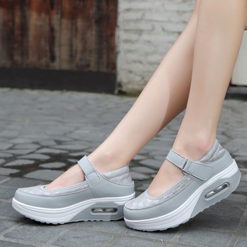 2024 Spring/Summer Women's Air Cushion Nurse Shoes - White Thick Sole Rocker & Sports Shoes