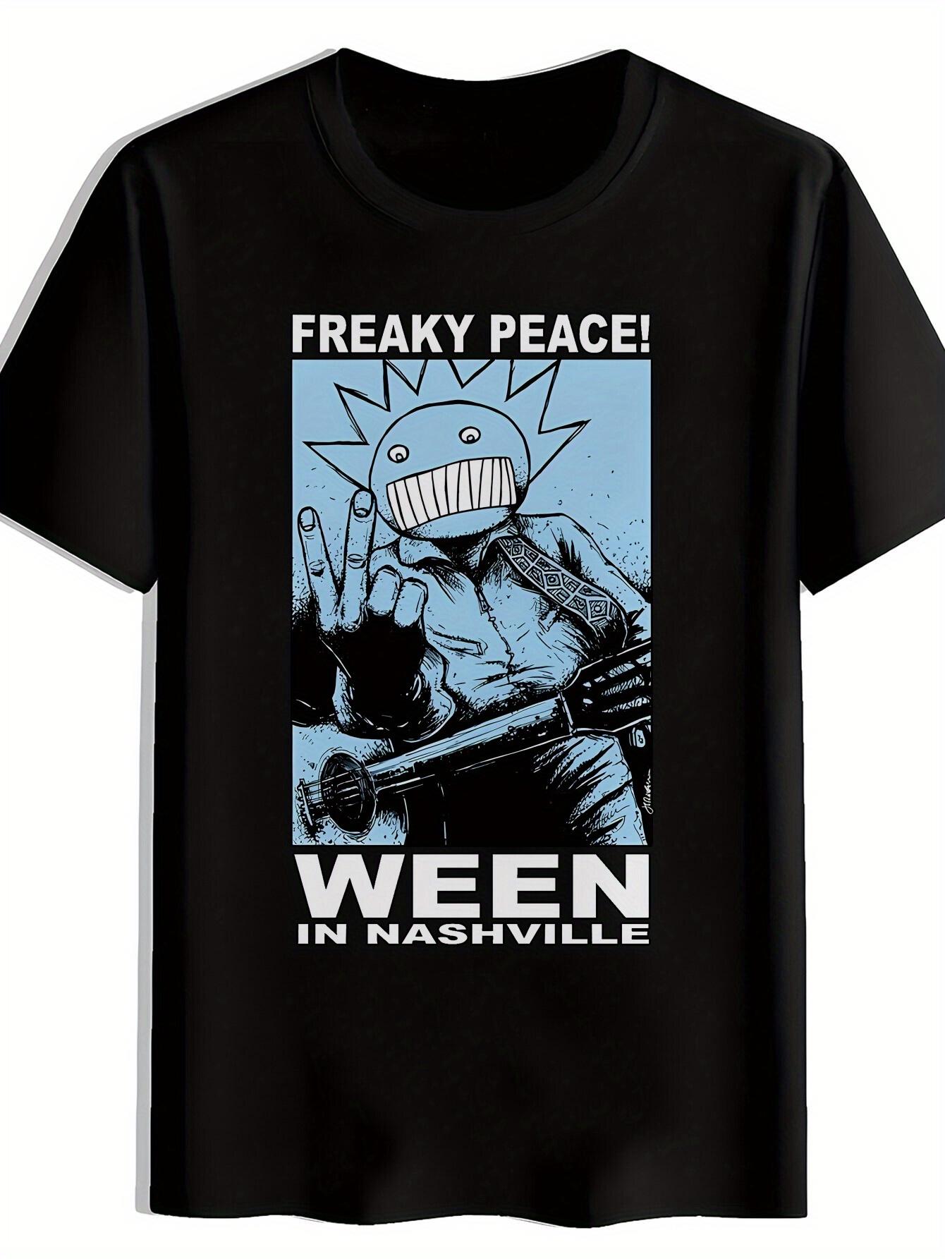Vintage Rock Band Graphic T-shirt - Freaky Peace! & Ween in Nashville Design S