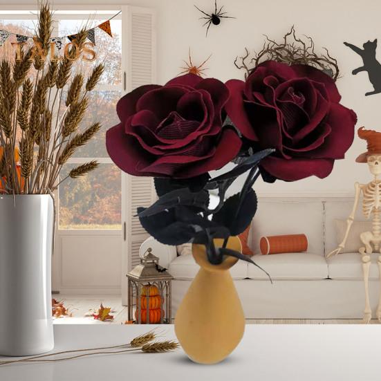 2 szt. Halloween Sztuczna dekoracja kwiatowa Realistyczny bukiet krwistych róż Sztuczne kwiaty na festiwale duchów Imprezy Wystrój domu