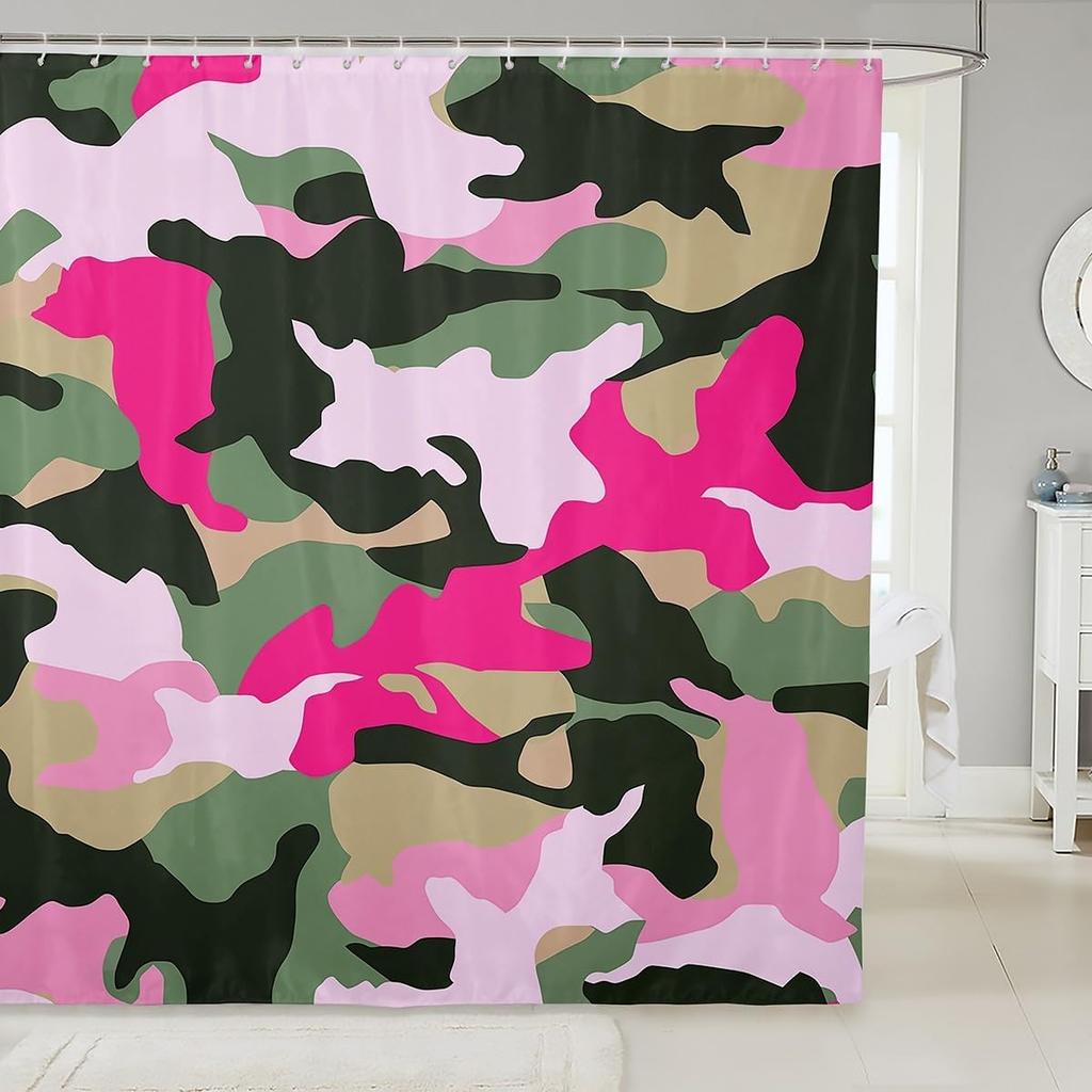 Cartoon Sheep Bath Curtain Cute Farm Animal Shower for Kids Boys Girls,Pink White Flower Floral Bathroom Curtain Botanical