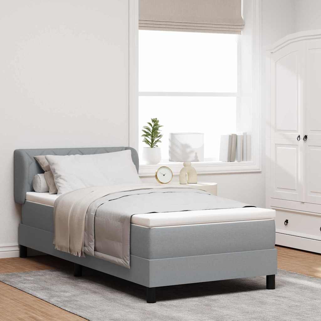 Box Spring Bed with Headboard Light Gray 100 X 200 Cm Fabric