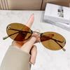 1pc Retro Rimless Small Oval Alloy Sunglasses Women Fashion Elegant Gradient Sun Glasses Outdoor Travel Shades