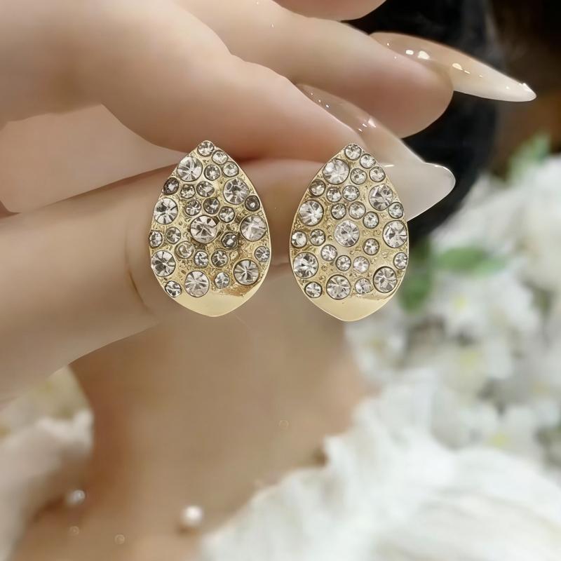 

2024 New Water Drop Stud Earrings for Women Full Crystal Geometry Luxury Wedding Ear Zircon Exquisite Small Earrings brincos