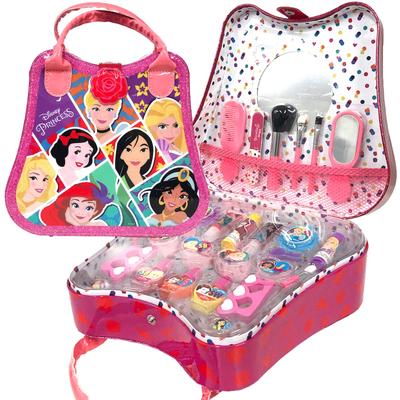Taşınabilir Saplı Disney Prenses Kozmetik Seti ve 30 Parçalı Çocuk Makyaj Kozmetik Makyaj Kızlar Kar Prenses Aynası, Çıkartmalar, Kozmetikler,