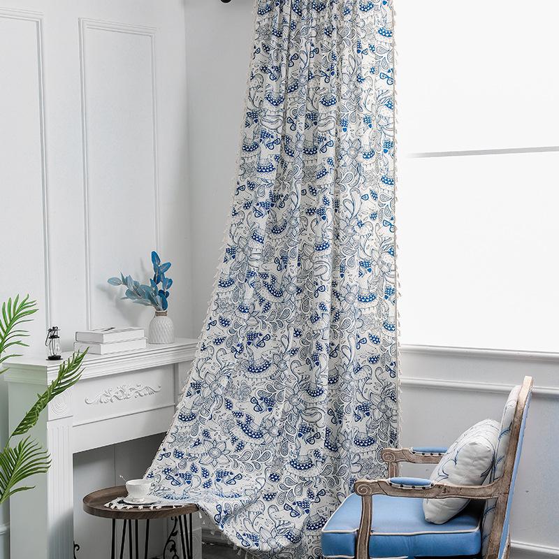 Printed Curtains Simple Modern Curtains Balcony Living Room Floating Curtains Curtains