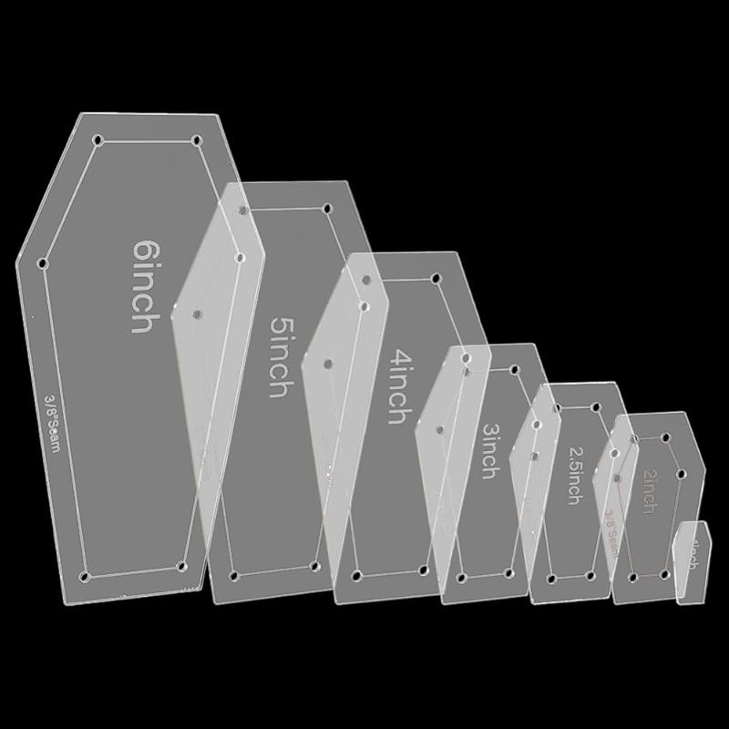 NBEADS 6 Round Quilted Acrylic Template,1/2/3/4/5/6 Inch Diameter Quilting Template with Binder Clips Hinge Ring Circular Sewing Quilting Template Casket