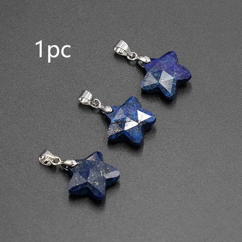 1pc Natural Crystal Star Pendant Necklace Five Pointed Charm Amethyst Stone Necklace Jewelry
