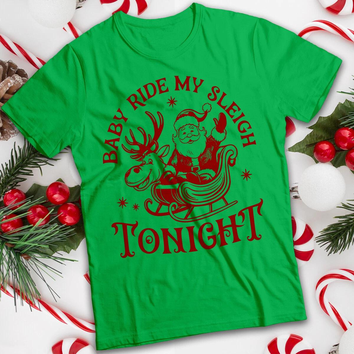 Забавная мужская и женская рождественская футболка с Сантой и оленями #MC 3XL