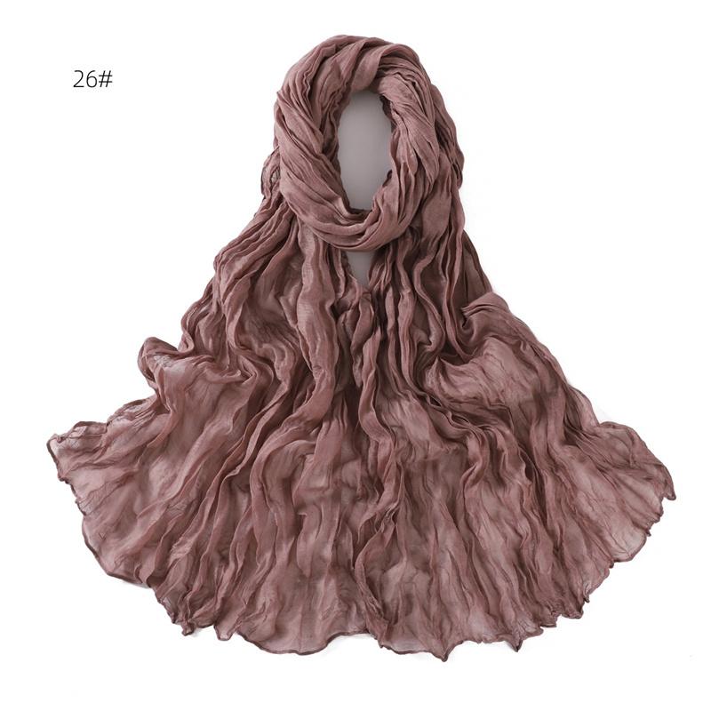 85 * 180cm Wrinkled Cotton And Line Designer Scarf Head Hijab Wrap Women Shawls Femme Lady Headband Muslim Hijabs Ramadan