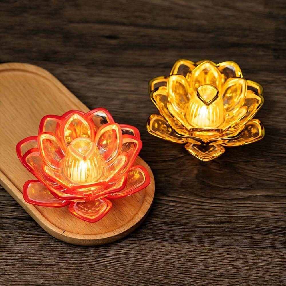 Flicker Effect Flameless Candle Multicolor Lotus Design Light LED Lotus Lamp  Home Decoration