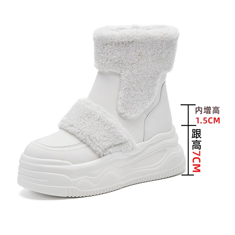 

2025 новая зимняя женская обувь с увеличением высоты, повседневные хлопковые сапоги из овечьей шерсти, детские бархатные теплые сапоги на толстой подошве, женские сапоги для снега 34
