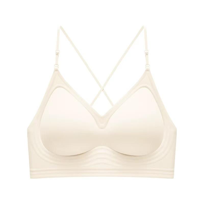 

Новый бесшовный U-образный бюстгальтер-топ на шею для женского шоу, большой летний чехол для груди S 32/70AB шампанского