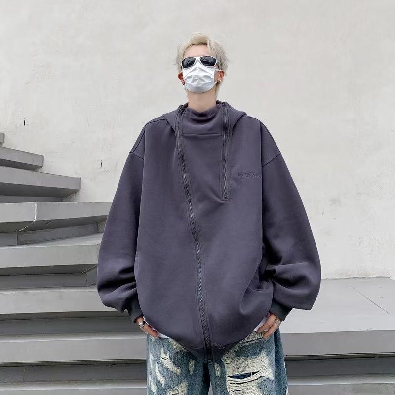 Spring and Autumn Cardigan Hooded Sweater Men's Casual Trendy Brand Sports Ruffian Handsome American Teen Retro Japanese Student Jacket