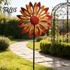 Artistic Windmill for Windowsill Flower Wind Spinner, 29.5" Metal Spinner with Stake, Outdoor Decorative Garden Art Rust Resistant Yard Lawn
