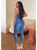 Europäischer und Amerikanischer Stil Schlankmachender Ärmelloser Neckholder Jumpsuit Jeans