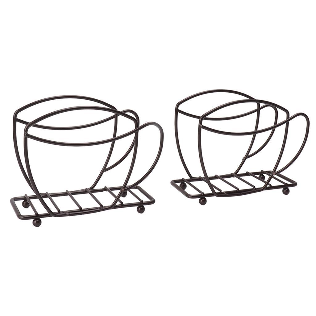 2 Stück Serviettenhalter Eisen Kaffeetassenform Freistehender Taschentuchspender Tisch-Serviettenhalter für