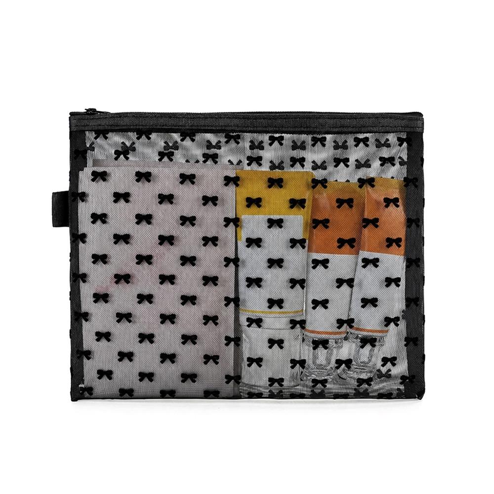 1/3Pcs Transparent Makeup Organizer Pouch Mesh Transparent Travel Storage Bag Makeup Storage L 24x19cm