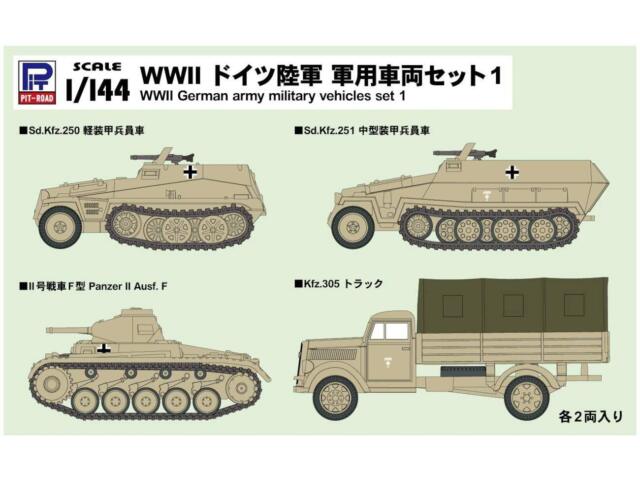 PIT-ROAD 1/144 WWII German army military vehicles set 1 Plastic Model Kit SGK02