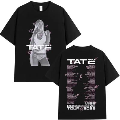 Camiseta de Merchandising para el Tour Miss Possessive de Tate McRae para Hombre y Mujer Estilo Harajuku Cuello Redondo Manga Corta Camisetas de Algodón Camiseta Casual Streetwear