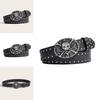 Punk Skull Leather Belt For Men With Metal Snap Closure For Casual Streetwear