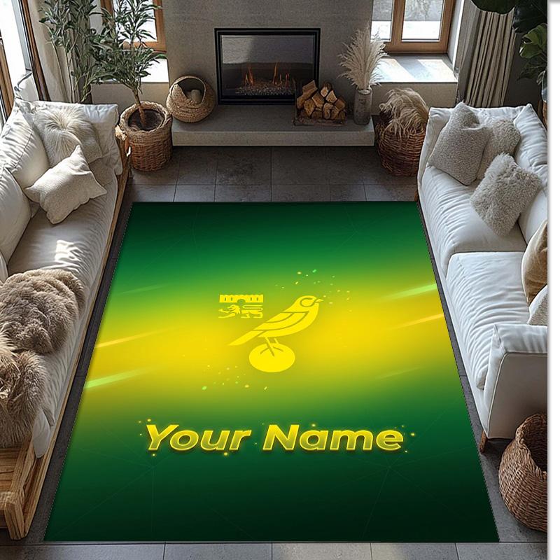 Norwich City Printed Crystal Velvet Rug Non‑Slip Crystal Velvet Carpet For Sofa Bedroom Indoor Home Decoration