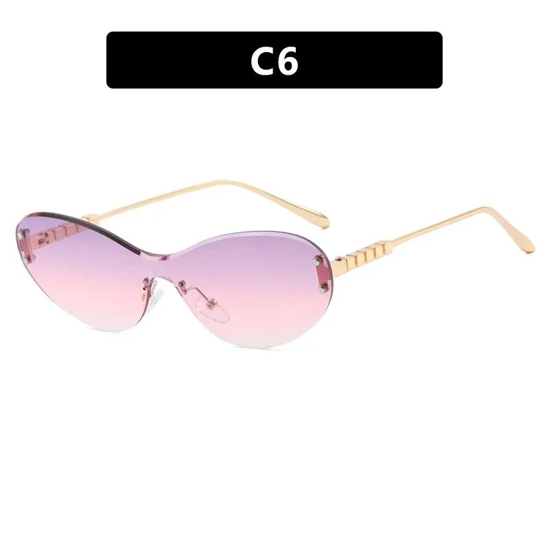 Rimless Sunglasses With Thick Lenses Women High End Luxury Uv Protection Outdoor Travel Beach Shades Eyeglasses Protect Eyes