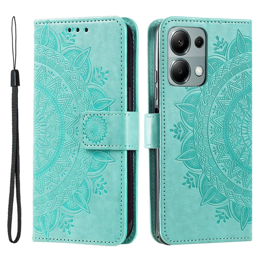 For Xiaomi Redmi Note 13 Pro 4G/Poco M6 Pro 4G Etui Lommebok Lærdeksel Mandala Blomst