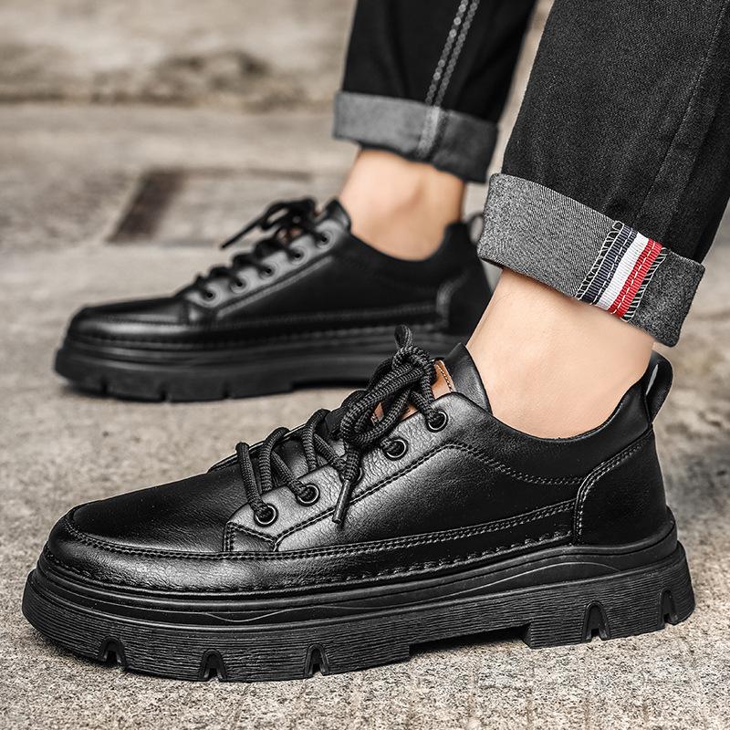 New Autumn and Winter Men's Leather Shoes Thick-soled Cowhide and Versatile Breathable Casual Men's Leather Shoes