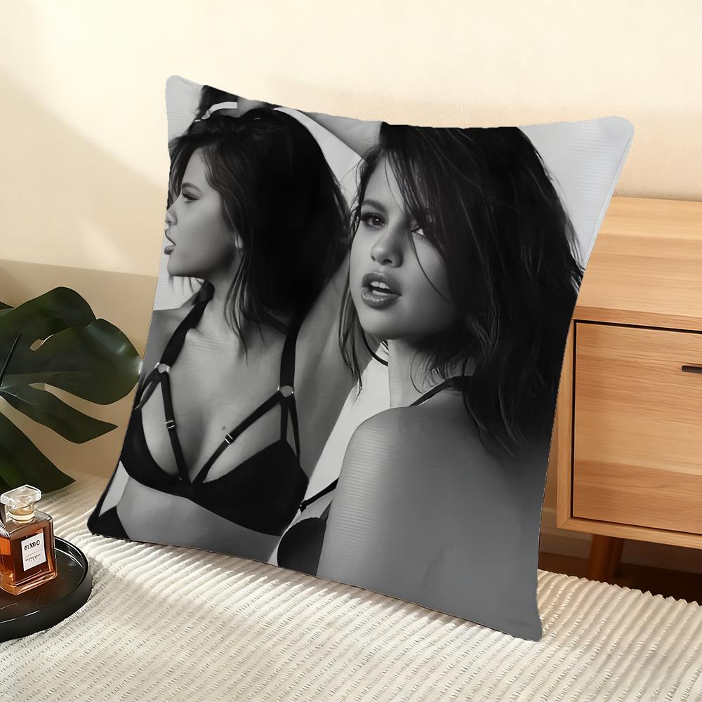 S-Selena Gomez Cushion Cover Soft Short Plush Pillow Cover Smooth Cozy Texture Aesthetic Cushion Case Home Decor