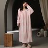 Cainiqing Autumn Women's Long-Sleeve Cotton Nightgown with Bra Pads - Maternity and Extended Length Dress for Home, Fall, and Spring.