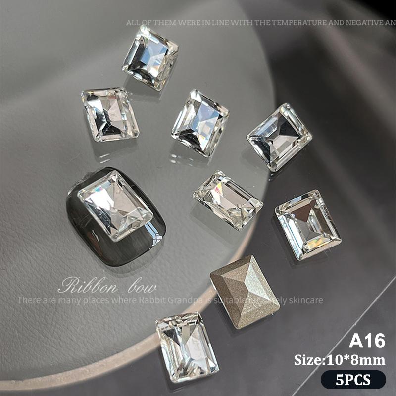 5Pcs Sparkle Sharp Diamond Nail Art Rhinestones Jewel Decoration Mix Clear White Nail Charms Ornaments
